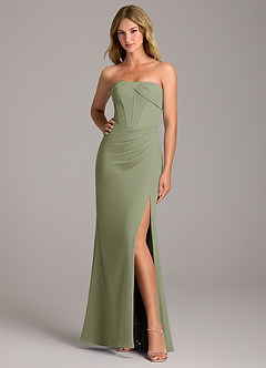 Azazie Chantel Bridesmaid Dresses Pistachio Sheath Strapless Chiffon Convertible Dress image3