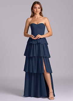 Azazie Faye Bridesmaid Dresses Dark Navy A-Line Sweetheart Neckline Chiffon Dress image6
