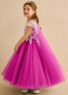 Azazie Dandelion Robe Demoiselle D'honneur Fillette Robe Princesse en Dentelle Fuchsia image6
