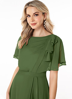 Azazie Aaliyah Modest Bridesmaid Dresses A-Line Scoop Pleated Chiffon Floor-Length Dress image5