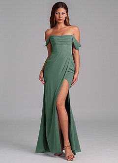 Azazie Johana Jurken voor bruidsmeisjes Converteerbaar Jurk van Chiffon met Zeemeermin Off the Shoulder Zeemos image3