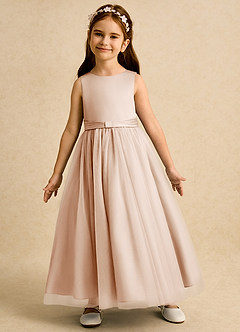 Azazie Lior Flower Girl Dresses English Rose Ball-Gown Pleated Tulle Dress image4
