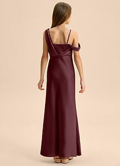 Azazie Madelyn Junior Osłona Zza ramienia Satyna elastyczna Długość podłogi Młodsza druhna Sukienka image2