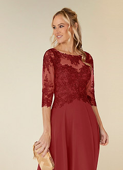 Azazie Monza Mother of the Bride Dresses Rust A-Line Lace Chiffon Dress image6
