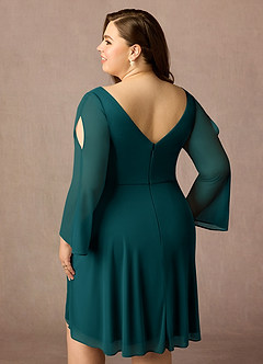 Azazie Teraso Mother of the Bride Dresses Peacock A-Line Pleated Mesh Dress image15