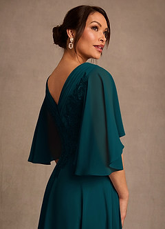 Azazie Tilda Mother of the Bride Dresses Pine A-Line Lace Chiffon Dress image4