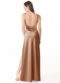 Azazie Alaija Bridesmaid Dresses English Rose Mermaid Side Slit Stretch Satin Dress image4