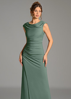 Azazie Chantal Robes de demoiselle d'honneur Robe Sirène en Jersey extensible de qualité supérieure Plissé Eucalyptus image4