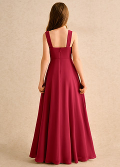Azazie Makani Girls Formal Blumenmädchenkleider A-Linie Herzausschnitt Chiffon Kleid Scharlachrot image2
