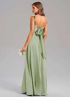 Azazie Everett Bridesmaid Dresses Dusty Sage A-Line Stretch Satin Dress image6
