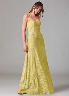 Azazie Valentine Bridesmaid Dresses Canary A-Line Sweetheart Neckline Floral Burnout Dress image4