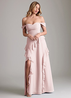 Azazie Sloane Bridesmaid Dresses Blushing Pink A-Line Sweetheart Neckline Chiffon Dress image4