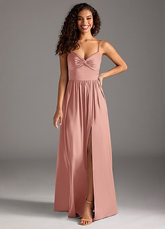 Azazie Zeya Bridesmaid Dresses Rosette A-Line Pleated Stretch Satin Dress image8