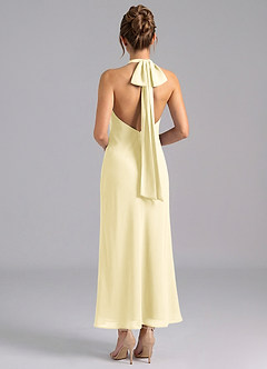 Azazie Velli Brautjungfernkleider Meerjungfrau-Linie Hoher Kragen Chiffon Kleid Zitronensorbet image2