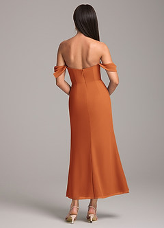 Azazie Saige Bridesmaid Dresses Cinnamon Sheath Off the Shoulder Chiffon Convertible Dress image5