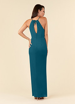 Azazie Hadid vestidos de madre de la novia Vestido de Azul Tinta de Malla de Recto con Plisado image2