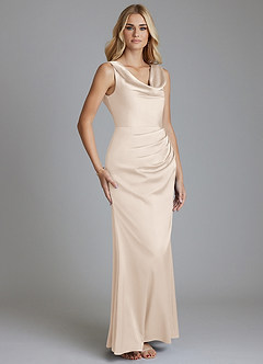 Azazie Tallie Suknie dla druhen Syrena Pofałdowany Satyna elastyczna Do ziemi Sukienka image7