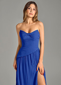Azazie Becka Bridesmaid Dresses Royal Blue A-Line Strapless Chiffon Dress image6
