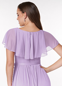 Azazie Jael Bridesmaid Dresses Lilac A-Line V-Neck Mesh Dress image6