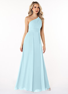 Azazie Dallas Bridesmaid Dresses Cloud Blue A-Line One Shoulder Chiffon Dress image3