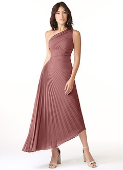 Azazie Kirra Jurken voor bruidsmeisjes Jurk van Chiffon met A-Lijn One-Shoulder Woestijnroos image1