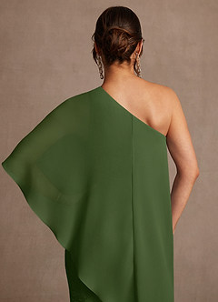 Azazie Wilma Moeder van de bruid jurken Kolom Jurk van Bloemen Burn-out One-shoulder Olijf image7