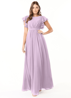 Azazie Daphne vestidos de dama de honor modestos Vestido de Corte En A Volantes Hasta el suelo Gasa image1