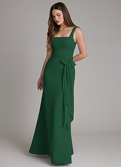 Azazie Katya Robes de demoiselle d'honneur Robe Sirène Convertible en Mousseline de soie Col Carré Vert Foncé image1