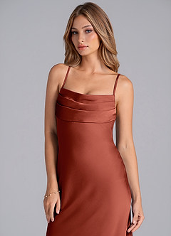 Azazie Seema Bridesmaid Dresses Terracotta Mermaid Corset Stretch Satin Dress image2