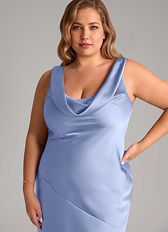 Azazie Rylina Bridesmaid Dresses Ice Mermaid Stretch Satin Dress image11