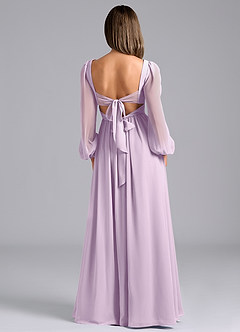 Azazie Teri Bridesmaid Dresses Frosted Lilac A-Line Long Sleeve Chiffon Dress image2