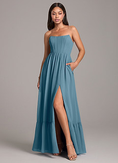 Azazie Kailee Bridesmaid Dresses Bermuda A-Line with Pockets Chiffon Dress image1