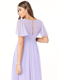 Azazie Verna Maternity Bridesmaid Dresses A-Line V-Neck Ruched Chiffon Floor-Length Dress image6