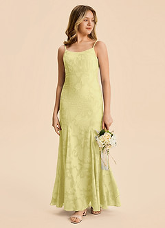Azazie Lioren Junior Robe Sirène en Floral Burnout Drapé Sorbet Citron image5