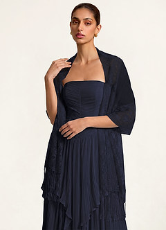 front Azazie Floral Lace Tassel Shawl