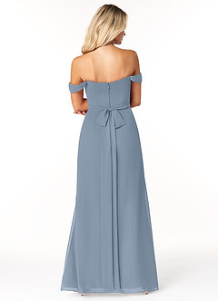 Azazie Joretta Final Sale Dusty Blue A-Line Off the Shoulder Chiffon Convertible Dress image2