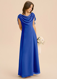 Azazie Lambie Junior Royal Blue A-Line Pleated Chiffon Dress image5