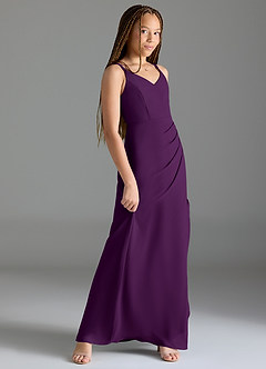 Azazie Leo Junior Grape Mermaid Pleated Chiffon Dress image3