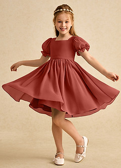 Azazie Jolie Blumenmädchenkleider A-Linie mit ärmel Chiffon Kleid Terrakotta image3
