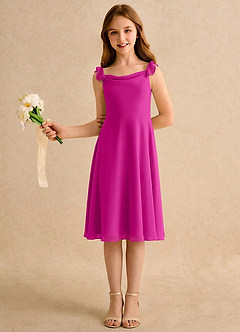Azazie Pup Girls Formal Flower Girl Dresses Fuchsia A-Line Pleated Chiffon Dress image5