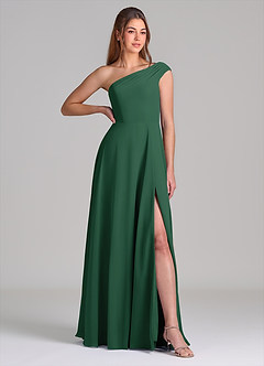 Azazie Melanie Jurken voor bruidsmeisjes Jurk van Chiffon met A-Lijn Off the Shoulder Donkergroen image4