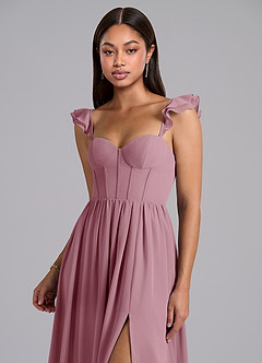 Azazie Denisse Bridesmaid Dresses Vintage Mauve A-Line Ruched Chiffon Dress image6