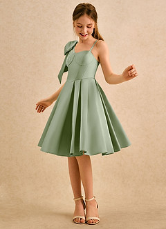 Azazie Beary Girls Formal Flower Girl Klänningar Klä A-Line i Matt satäng Ena axeln image5