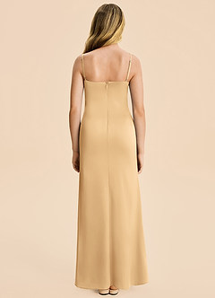 Azazie Rosalia Junior Robe Fourreau en Satin extensible Plissé Or image2