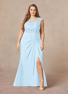 Azazie Libby Mother of the Bride Dresses Sky Blue A-Line Scoop Sequins Chiffon Dress image7