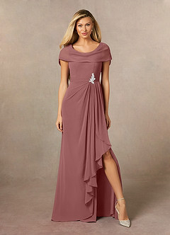 Azazie Mary Mother of the Bride Dresses Desert Rose A-Line Side Slit Chiffon Dress image1
