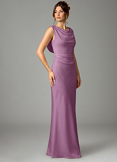 Azazie Kieryn Robes de demoiselle d'honneur Robe Sirène en Satin extensible Plissée Glycine image3
