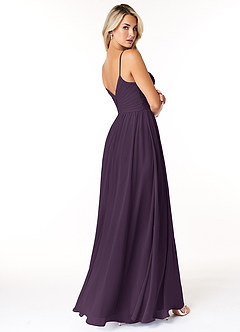 Azazie Lisbon Final Sale Plum A-Line Sweetheart Neckline Chiffon Dress image2