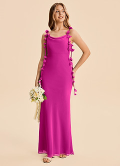 Azazie Trinity Junior Vestido Fucsia de Gasa de Corte Sirena con Plisado image3