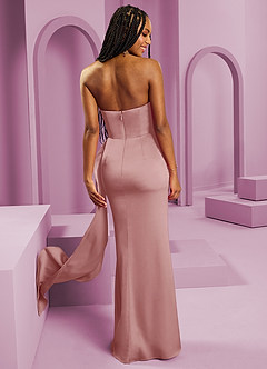 Barbie ♥ Azazie Bridesmaid Dresses Dusty Rose Sheath Strapless Stretch Satin Convertible Dress image2